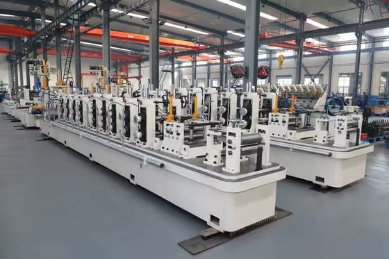 Precision tube mill line assembled in the Zhongyue manufacturing workshop