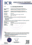 Zhongyue verification of conformity certificate